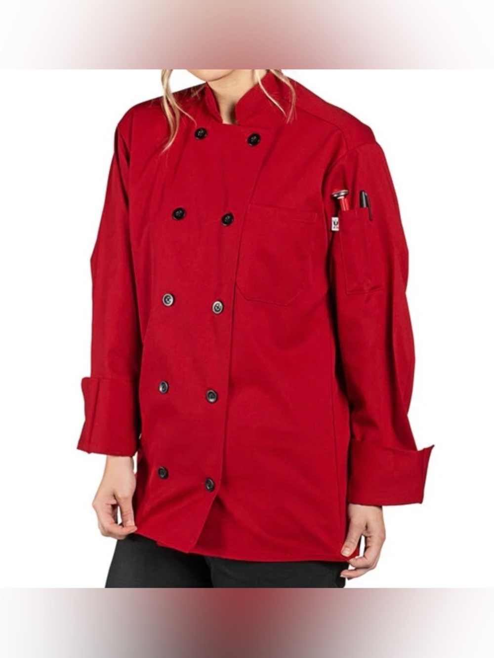 Uncommon Chef Moroccan 0405 Unisex Red Long Sleeve Chef Coat 2XL